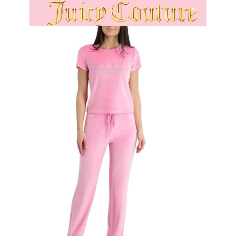 Juicy Couture Rhinestone Crown Logo Velour PJ Set